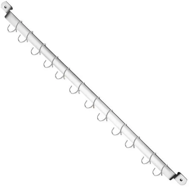 Main image of Kyraton Kitchen Utensil Rail Organizer - Wall Mounted Gourmet Rack With 14 Hooks for Hanging Knives, Mugs, Spatulas, Pots and Utensils