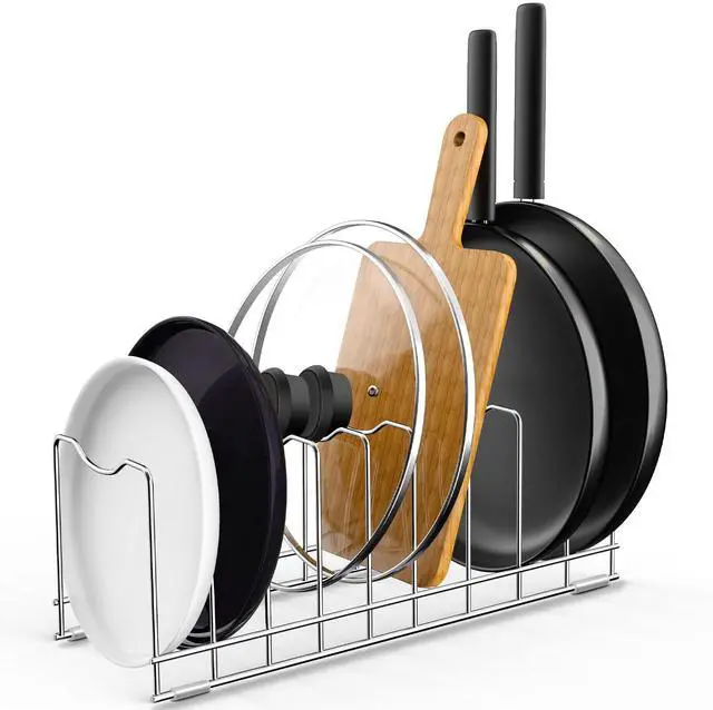 Main image of FLSEPAMB Lid Organizer Pot Lid Organizer 10-Tier Pot Lid Rack Holder Suitable for Bakeware Dish Plate, Cutting Boards, Pots & Pans, Serving Trays, Reusable Containers in Cabinet Pantry (1 Pack)