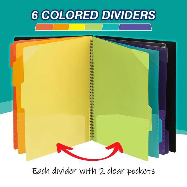 Alt view image 4 of 7 - H4D 12 Pocket Poly Project Organizer, Spiral Multi Pocket Folder Organizer, Multi-Subject Folder Notebook, Letter Size