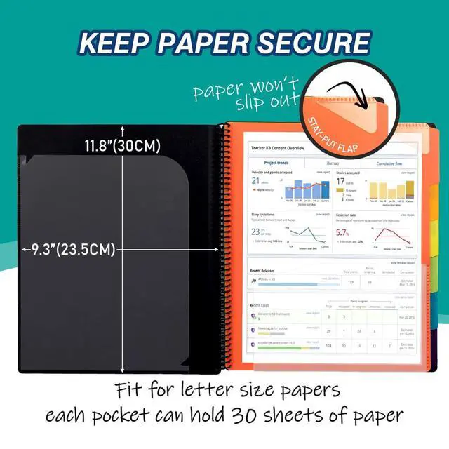 Alt view image 5 of 7 - H4D 12 Pocket Poly Project Organizer, Spiral Multi Pocket Folder Organizer, Multi-Subject Folder Notebook, Letter Size