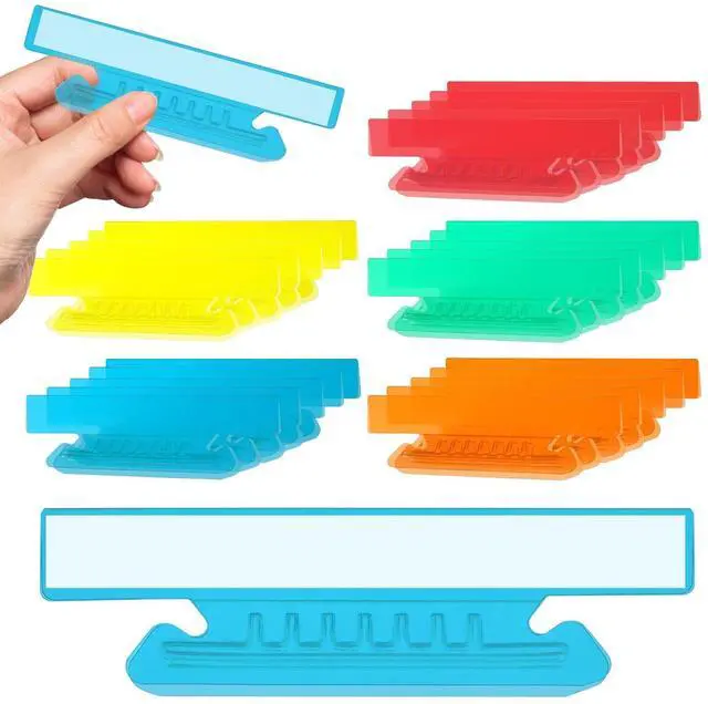 Main image of 50 Pieces 4 Inch Hanging File Folder Tabs and Inserts Large Clear Plastic Hanging Folder Tabs for Filing Cabinet Folders Labels Back to School Supplies Assorted Colors (50)