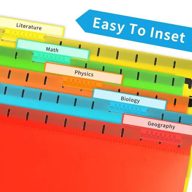 Alt view image 6 of 7 - 50 Pieces 4 Inch Hanging File Folder Tabs and Inserts Large Clear Plastic Hanging Folder Tabs for Filing Cabinet Folders Labels Back to School Supplies Assorted Colors (50)
