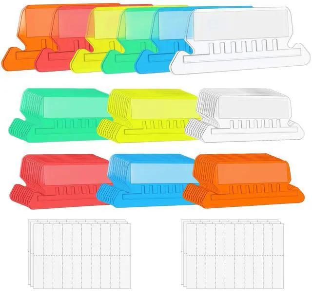 Main image of File Folder Tabs, 60+120 Sets Multicolor Hanging Folder Tabs With Inserts, 2 Inch Clear Plastic for Quick Identification