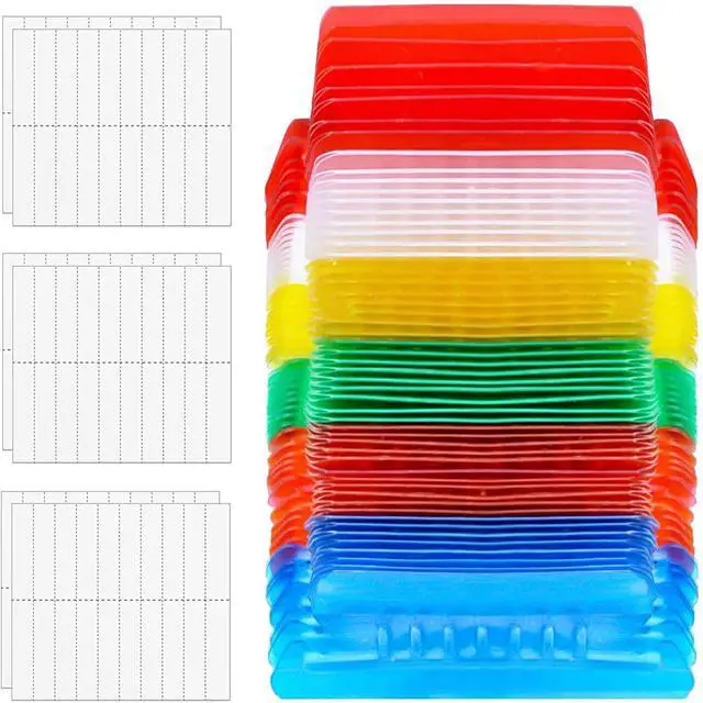 Alt view image 3 of 7 - File Folder Tabs, 60+120 Sets Multicolor Hanging Folder Tabs With Inserts, 2 Inch Clear Plastic for Quick Identification