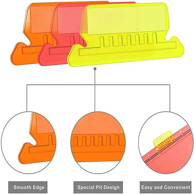Alt view image 5 of 7 - File Folder Tabs, 60+120 Sets Multicolor Hanging Folder Tabs With Inserts, 2 Inch Clear Plastic for Quick Identification