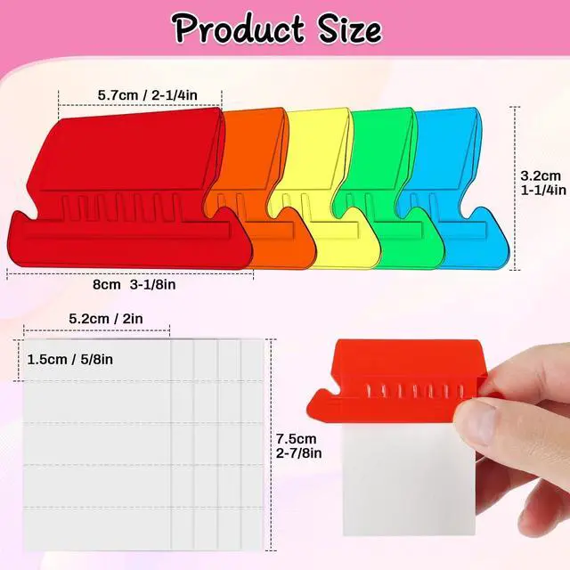 Alt view image 3 of 7 - File Folder Tabs, Selizo 100 Sets Hanging File Folder Labels 2" Tabs and Inserts for Hanging Files (Multicolor)