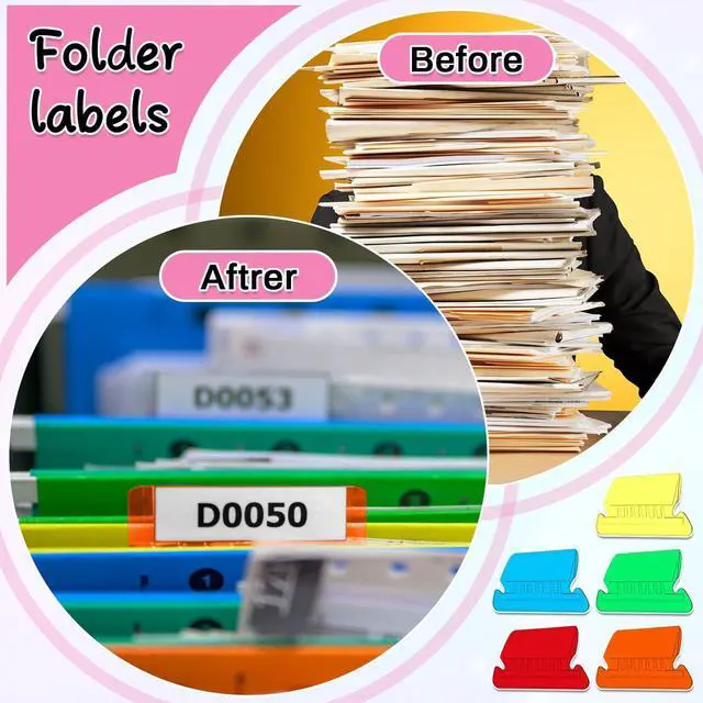 Alt view image 4 of 7 - File Folder Tabs, Selizo 100 Sets Hanging File Folder Labels 2" Tabs and Inserts for Hanging Files (Multicolor)