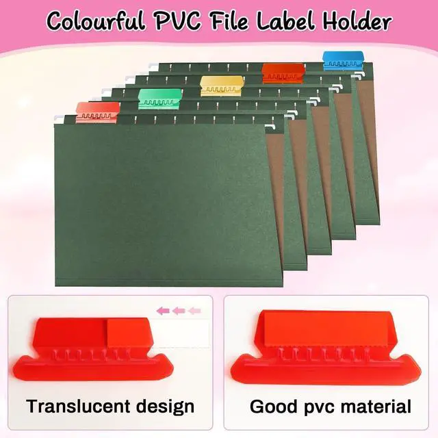Alt view image 5 of 7 - File Folder Tabs, Selizo 100 Sets Hanging File Folder Labels 2" Tabs and Inserts for Hanging Files (Multicolor)