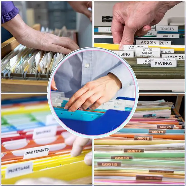 Alt view image 7 of 7 - File Folder Tabs, Selizo 100 Sets Hanging File Folder Labels 2" Tabs and Inserts for Hanging Files (Multicolor)