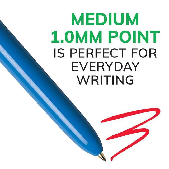 Alt view image 2 of 7 - BIC 4-Color Original Retractable Ballpoint Pen with 1.0 mm Medium Point, 3-Count in Assorted Ink