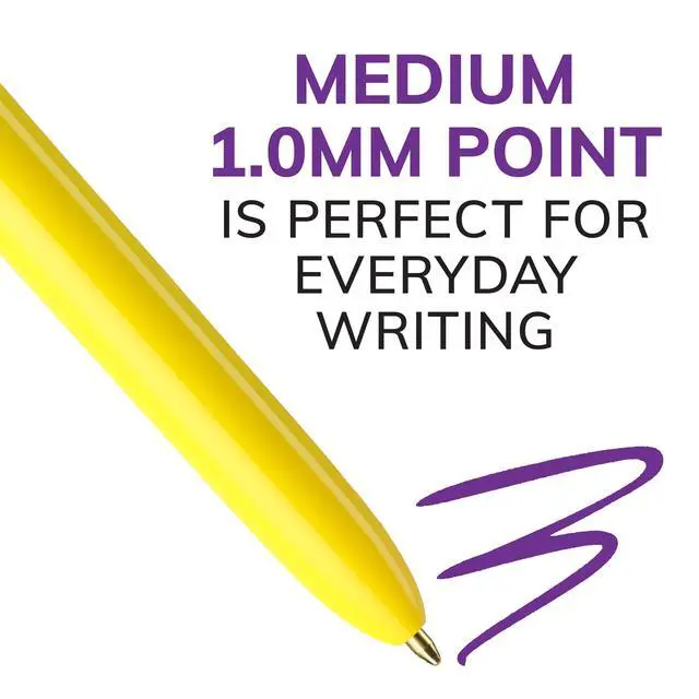 Alt view image 3 of 6 - BIC 4-Color Retractable Ballpoint Pen, Long-Lasting Ink and Comfortable Wide Barrel, 3-Count Pack in Assorted Ink
