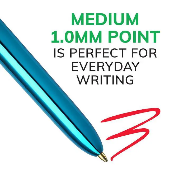 Alt view image 2 of 6 - BIC 4 Color Shine Retractable Ballpoint Pen with 1.0 mm Medium Point and Easy Portability, 2-Count in Assorted Ink