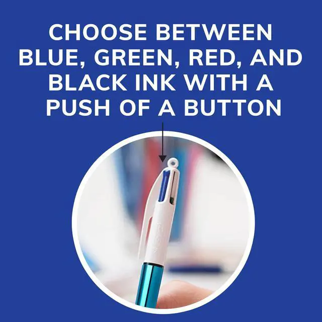 Alt view image 3 of 6 - BIC 4 Color Shine Retractable Ballpoint Pen with 1.0 mm Medium Point and Easy Portability, 2-Count in Assorted Ink