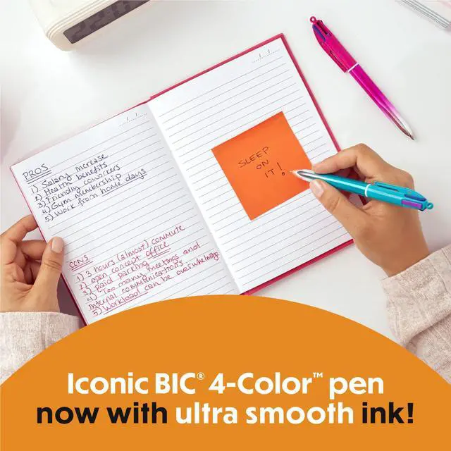 Alt view image 3 of 7 - BIC 4 Color Smooth Gradient Retractable Ballpoint Pen, 1.0 mm Medium Point, 2-Count in Assorted Ink