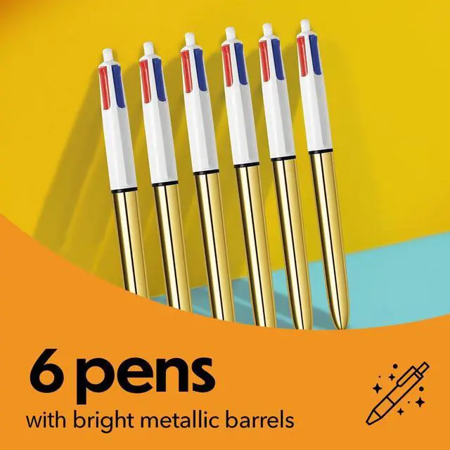 Alt view image 3 of 7 - BIC 4 Color Shine Retractable Ballpoint Pen, Versatile 1.0 mm Medium Point, 6-Count in Assorted Ink