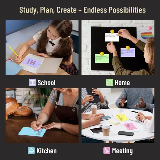 Alt view image 7 of 7 - 300 Count Colored Index Cards 3 x 5 Inch Ruled Index Cards, Flash Cards College Ruled for School, College, Office and Home Organization, Durable Study To Do List Note Cards with Ruled Lines