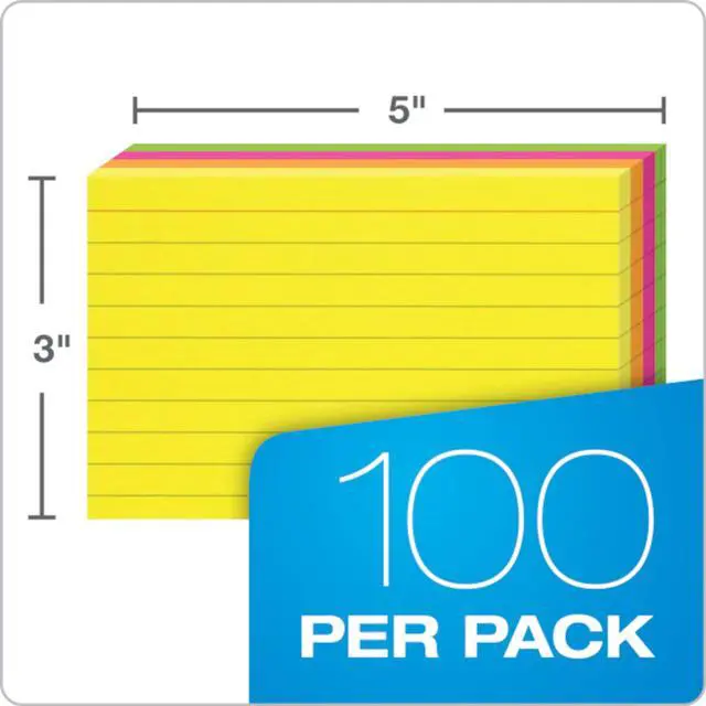 Alt view image 3 of 7 - Oxford Neon Index Cards, 3" x 5", Ruled, Assorted Colors, 300 Per Pack (81300EE)