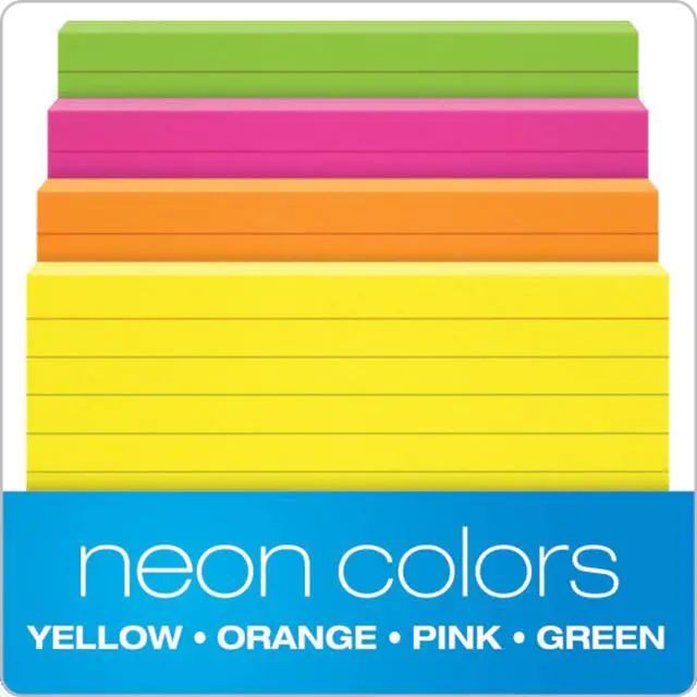Alt view image 4 of 7 - Oxford Neon Index Cards, 3" x 5", Ruled, Assorted Colors, 300 Per Pack (81300EE)
