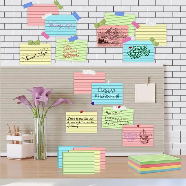 Alt view image 5 of 7 - 100 Count Colored Index Cards 3x5 Inch Ruled Flashcards Notecards 4 Color (25 Sheets Each),Lined Study Card Portable Note Taking for School Office Home