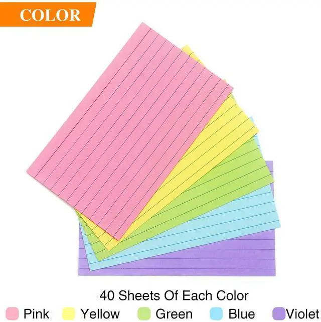 Alt view image 3 of 7 - Tamaki Colored Index Cards 3 X 5, 200 Pack, Flash Cards for Studying, 5 Color
