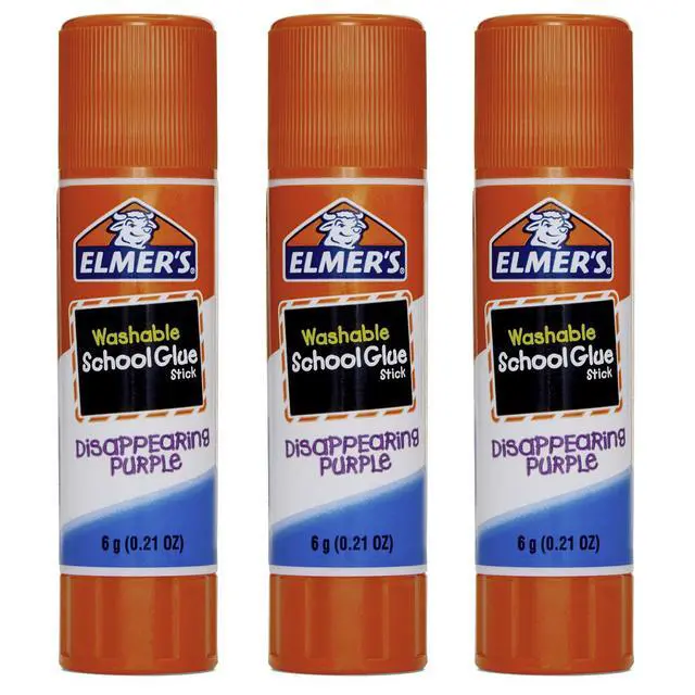 Alt view image 6 of 6 - Elmer's Washable Dissappearing Purple School Glue Sticks, 3 Pack, 6 grams Each (E520)