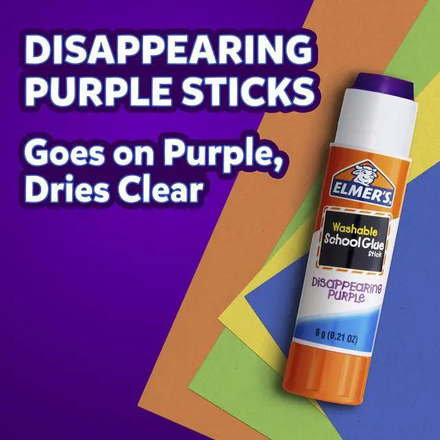 Alt view image 2 of 6 - Elmer's Washable Dissappearing Purple School Glue Sticks, 3 Pack, 6 grams Each (E520)