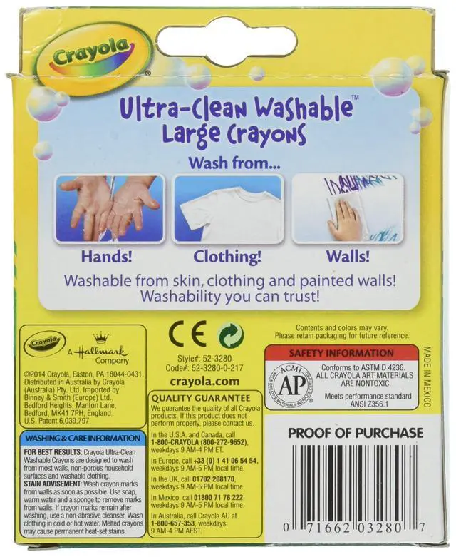 Alt view image 2 of 5 - Crayola Washable Crayons, Large Size, 8 Colors, Pack of 1