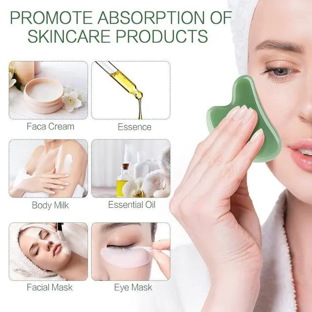 Alt view image 3 of 6 - FUANKANG Gua Sha Facial Tools Stone Massage GuaSha Tool for Face (Green)