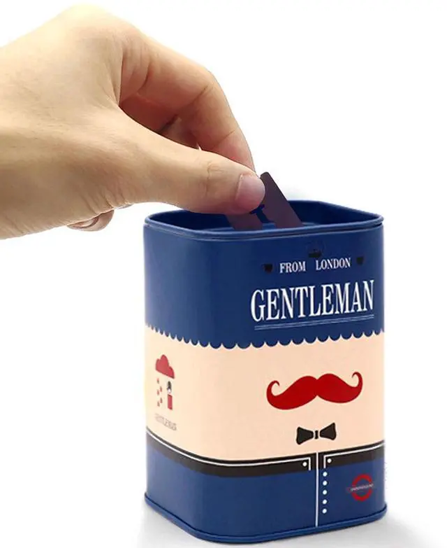 Main image of DHinkyoung Safety Razor Blade Disposal Case, Double Edge Razor Blade Disposal Container, Gentleman Style Detachable Razor Blade Bank with Red Beard Pattern for Salon and Barber Shop (Blue)