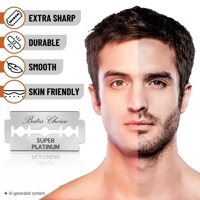 Alt view image 3 of 7 - Bates- Double Edge Safety Razor Blades, 40 Pack, Shaving Blades | Stainless Steel Sharp Razor Blades for Smooth Precise Clean Shave & Comfortable Grooming Experience