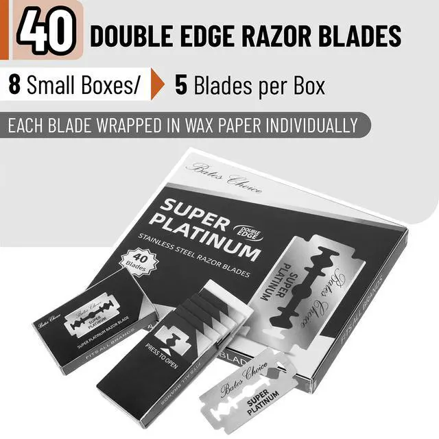 Alt view image 2 of 7 - Bates- Double Edge Safety Razor Blades, 40 Pack, Shaving Blades | Stainless Steel Sharp Razor Blades for Smooth Precise Clean Shave & Comfortable Grooming Experience