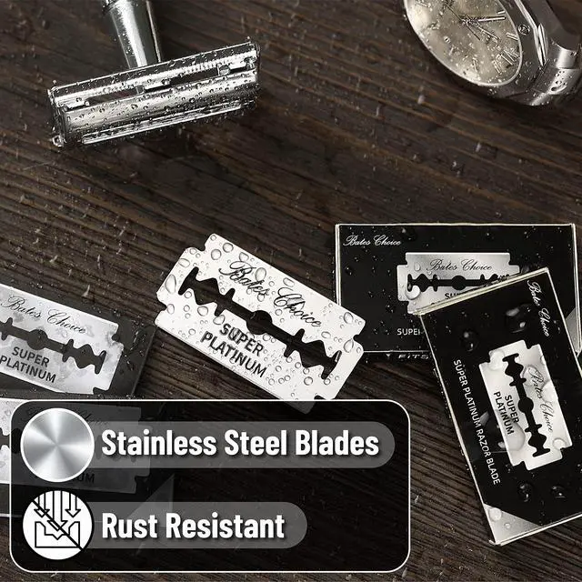 Alt view image 5 of 7 - Bates- Double Edge Safety Razor Blades, 40 Pack, Shaving Blades | Stainless Steel Sharp Razor Blades for Smooth Precise Clean Shave & Comfortable Grooming Experience