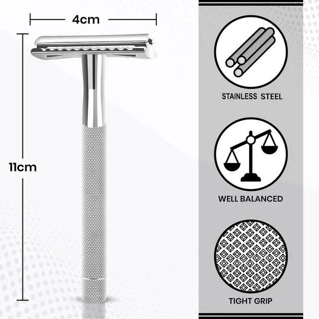 Alt view image 5 of 7 - ASIPRO Safety Razor for Men & Women with 10 Double Edge Safety Razor Blades Reusable Double Edge Razor Single Blade Razors for Women & Men Kit Gift Metal Razors Stainless
