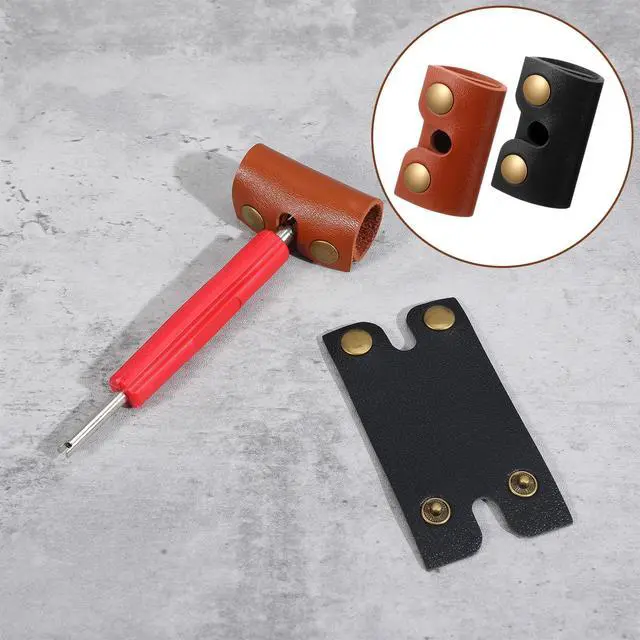Alt view image 6 of 7 - Classicseali 2PCS Safety Razor Cover,Leather Safety Razor Case, Double Travel Razors Cases with Snap Closure, for Men Travels Butterfly Shaver, Black, Brown