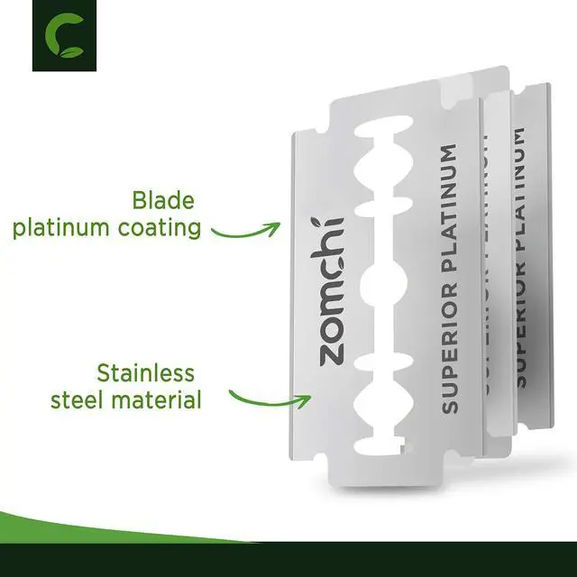 Alt view image 2 of 7 - ZOMCHI Double Edge Razor Blades, 50 Count Platinum Coated Refills