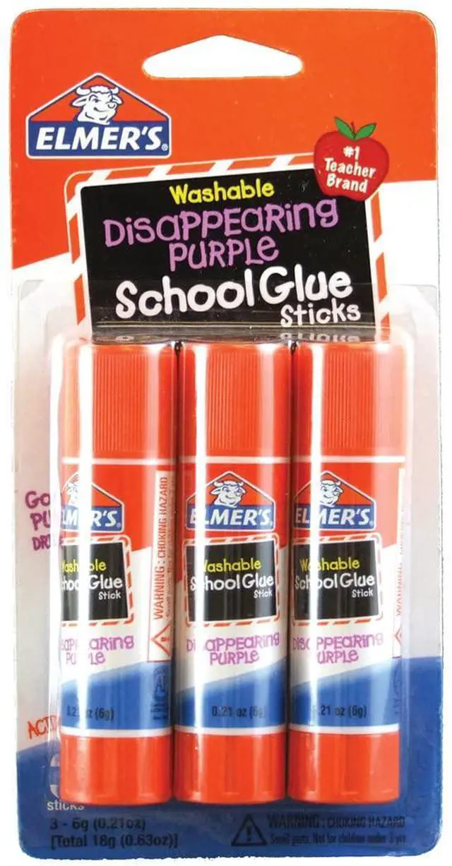 Main image of Elmer's Disappearing Purple School Glue Sticks, 0.21 oz Each, 2-3 Packs (E520)