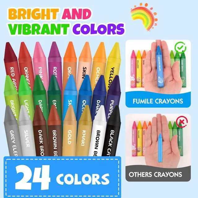 Alt view image 3 of 7 - 24 Colors Jumbo Crayons for Toddlers 1-3.Washable Non-Toxic Crayons for Kids 4-8.Easy to Hold Unbreakable Big Toddler Crayon for Toddler Coloring.Best Present for Easter Basket Stuffers,Holiday,Travel