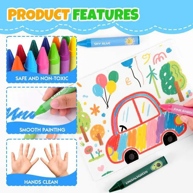 Alt view image 5 of 7 - 24 Colors Jumbo Crayons for Toddlers 1-3.Washable Non-Toxic Crayons for Kids 4-8.Easy to Hold Unbreakable Big Toddler Crayon for Toddler Coloring.Best Present for Easter Basket Stuffers,Holiday,Travel