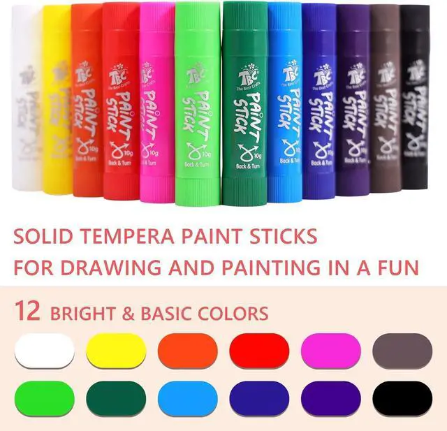 Alt view image 2 of 7 - TBC The Best Crafts Paint Sticks for Kids Ages 2-8, 12 Classic Colors, Washable, Non-toxic, Tempera Paint Sticks for Crafts, Art Supplies, and Birthday Gifts