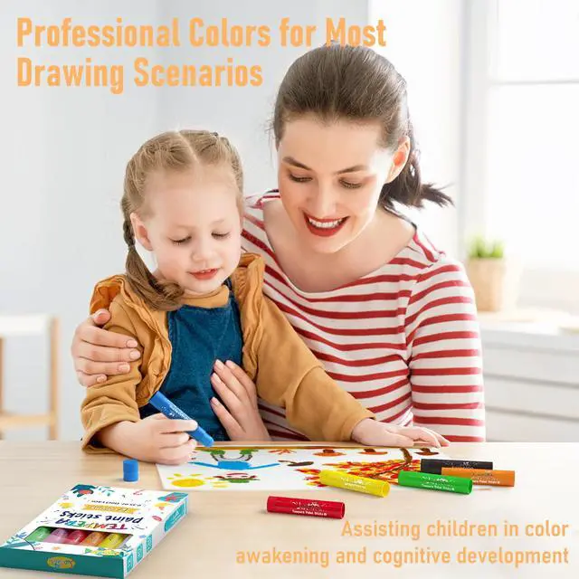Alt view image 7 of 7 - JUPITEARTH Paint Sticks for Kids 12 Colors, Quick Drying, Smooth, Non-Toxic and Washable Solid Tempera Paint Sticks with 120 PDF Coloring Pages and 30 Stickers, Toddler Art Supplies for Drawing
