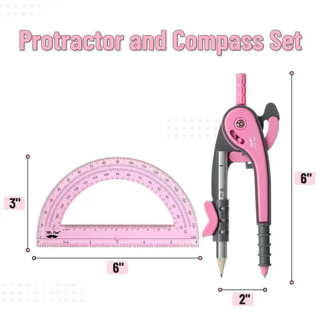 Alt view image 2 of 7 - Mr. Pen- Geometry Compass and Protractor Set, 6 Inch Compass