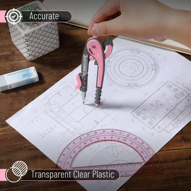 Alt view image 4 of 7 - Mr. Pen- Geometry Compass and Protractor Set, 6 Inch Compass