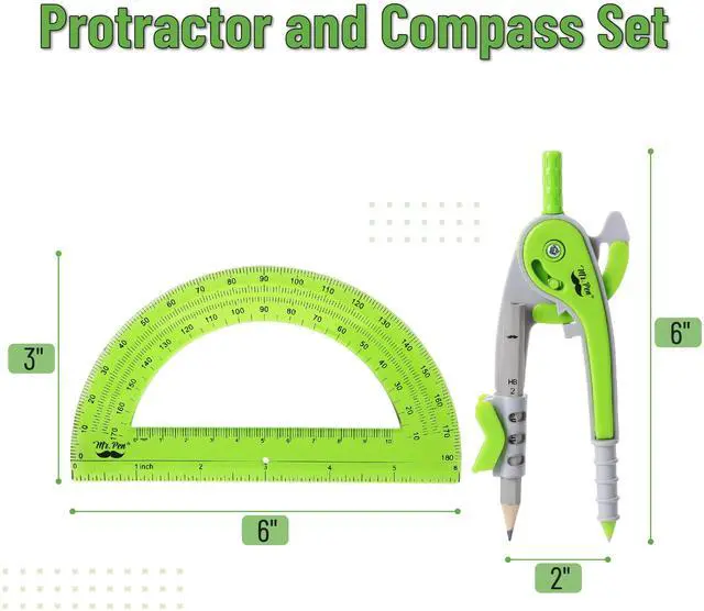 Alt view image 2 of 7 - Mr. Pen- Geometry Compass and Protractor Set, 6 Inch Compass