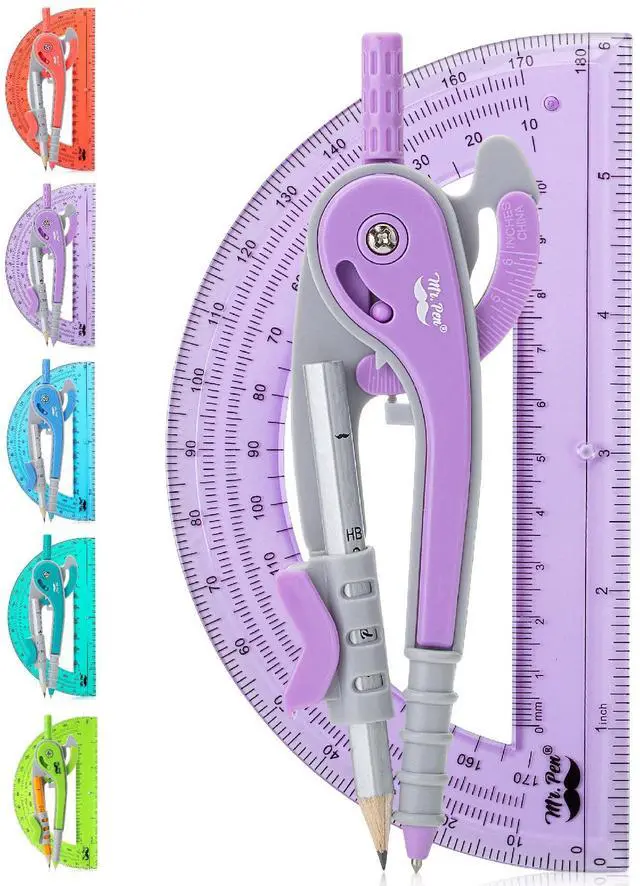 Main image of Mr. Pen- Geometry Compass and Protractor Set, 6 Inch Compass