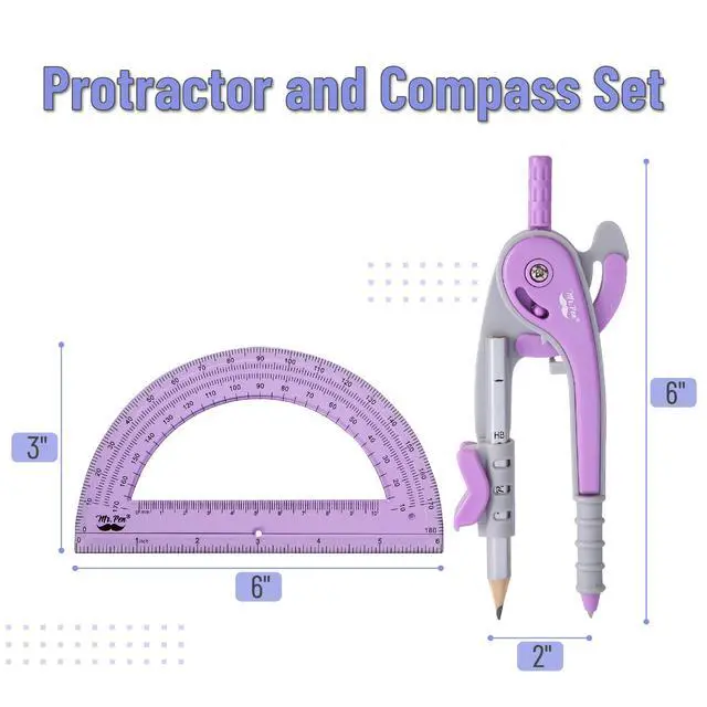 Alt view image 2 of 7 - Mr. Pen- Geometry Compass and Protractor Set, 6 Inch Compass