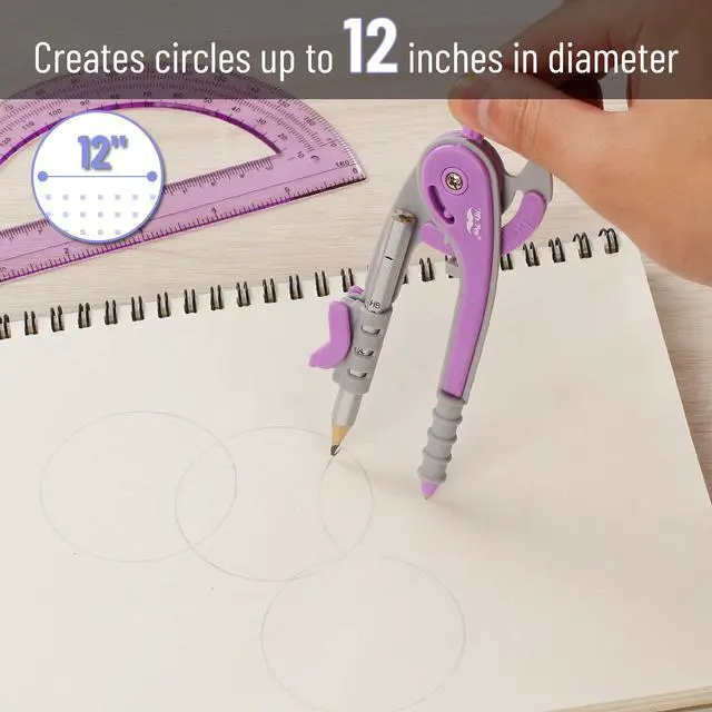 Alt view image 3 of 7 - Mr. Pen- Geometry Compass and Protractor Set, 6 Inch Compass