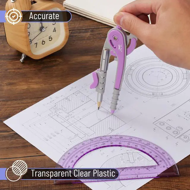 Alt view image 4 of 7 - Mr. Pen- Geometry Compass and Protractor Set, 6 Inch Compass