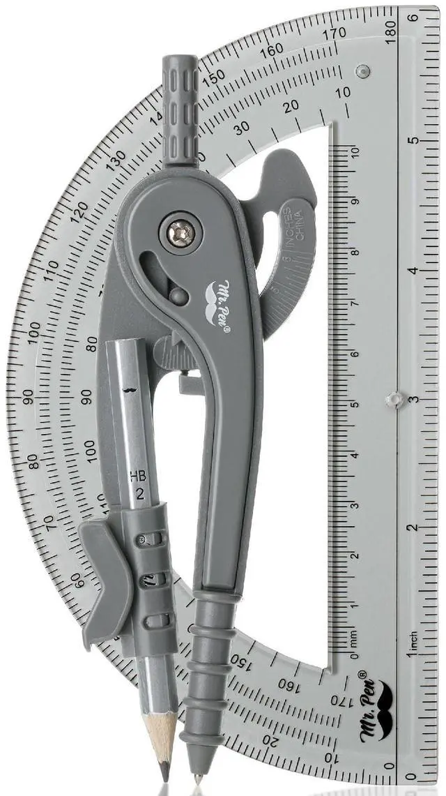 Main image of Mr. Pen- Geometry Compass and Protractor Set, 6 Inch Compass