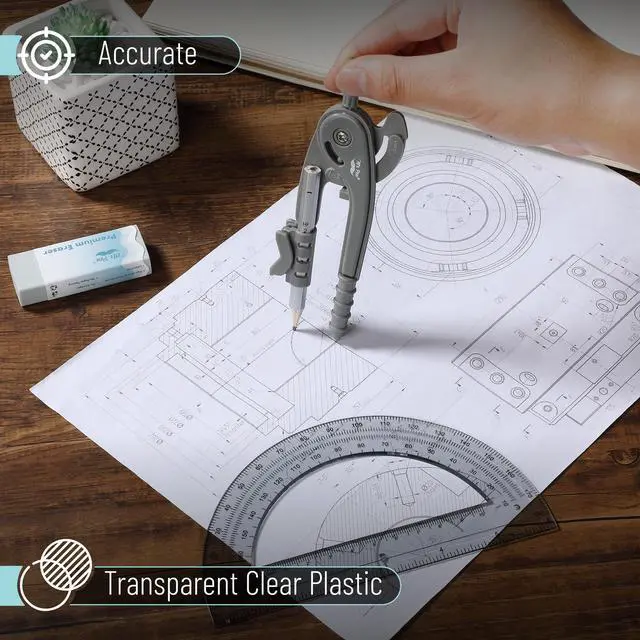 Alt view image 4 of 7 - Mr. Pen- Geometry Compass and Protractor Set, 6 Inch Compass