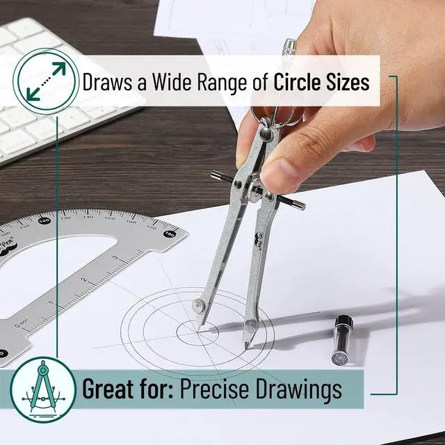 Alt view image 6 of 7 - Mr. Pen- Metal Protractor and Metal Compass Set, Compass for Geometry